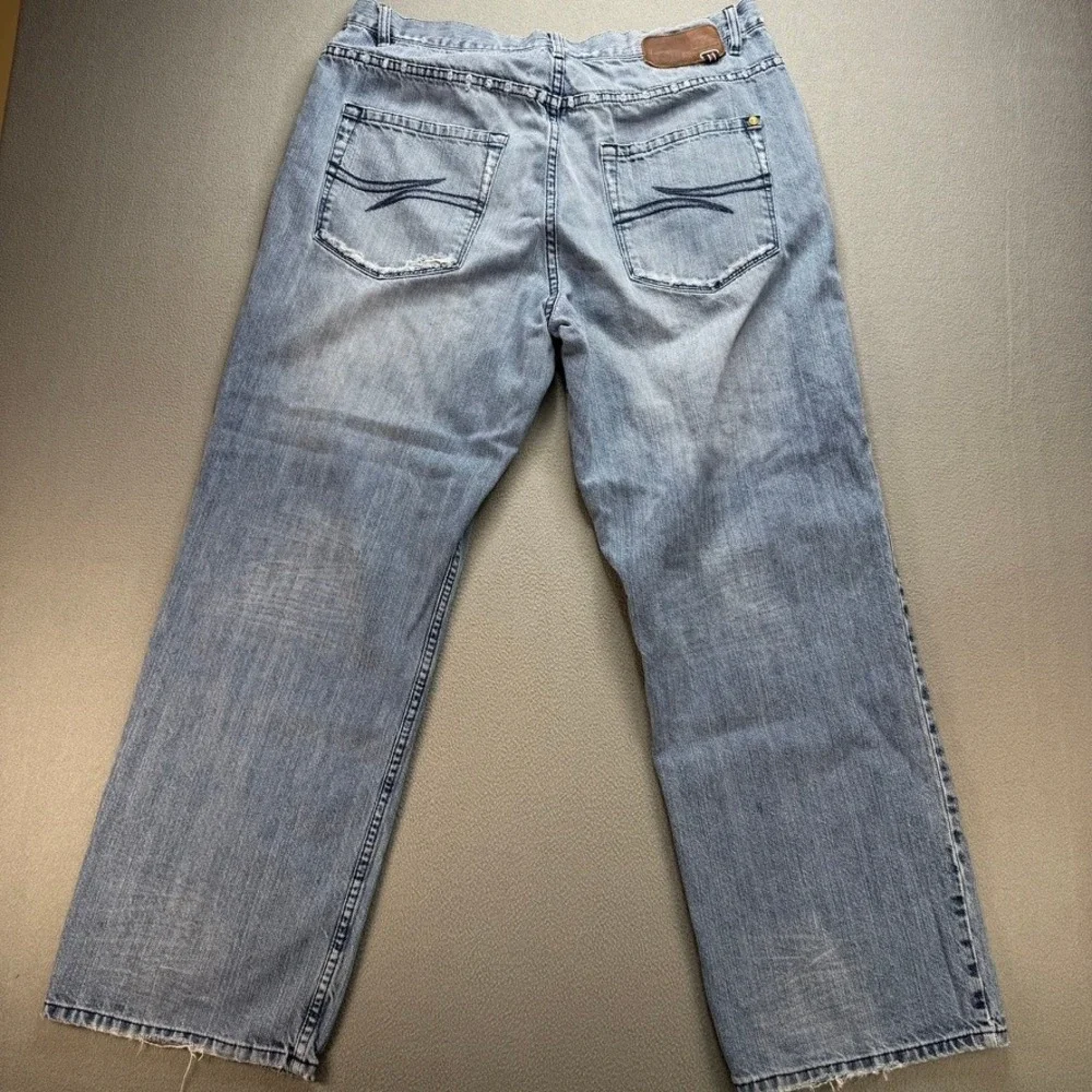 Phat Farm Jeans Men 38x30 Blue Wide Leg Baggy Hip Hop Y2K 90s Denim Embroidered